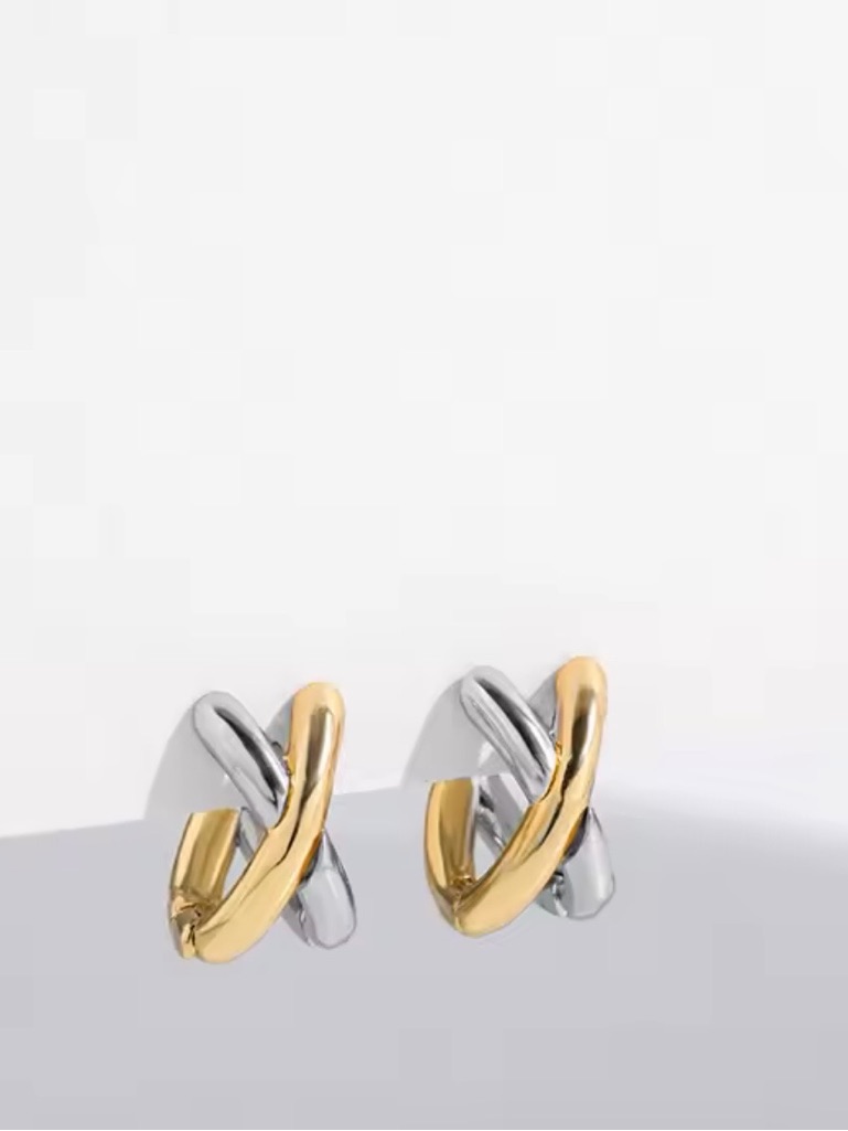 Target Two-Tone Gold And Silver Crisscross Stud Earrings - Women Jewelry